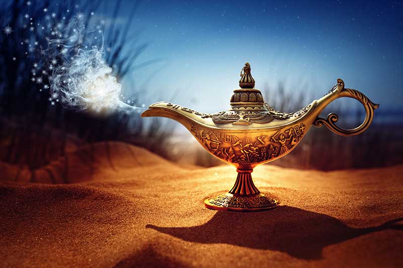Genie lamp for abundant wishes